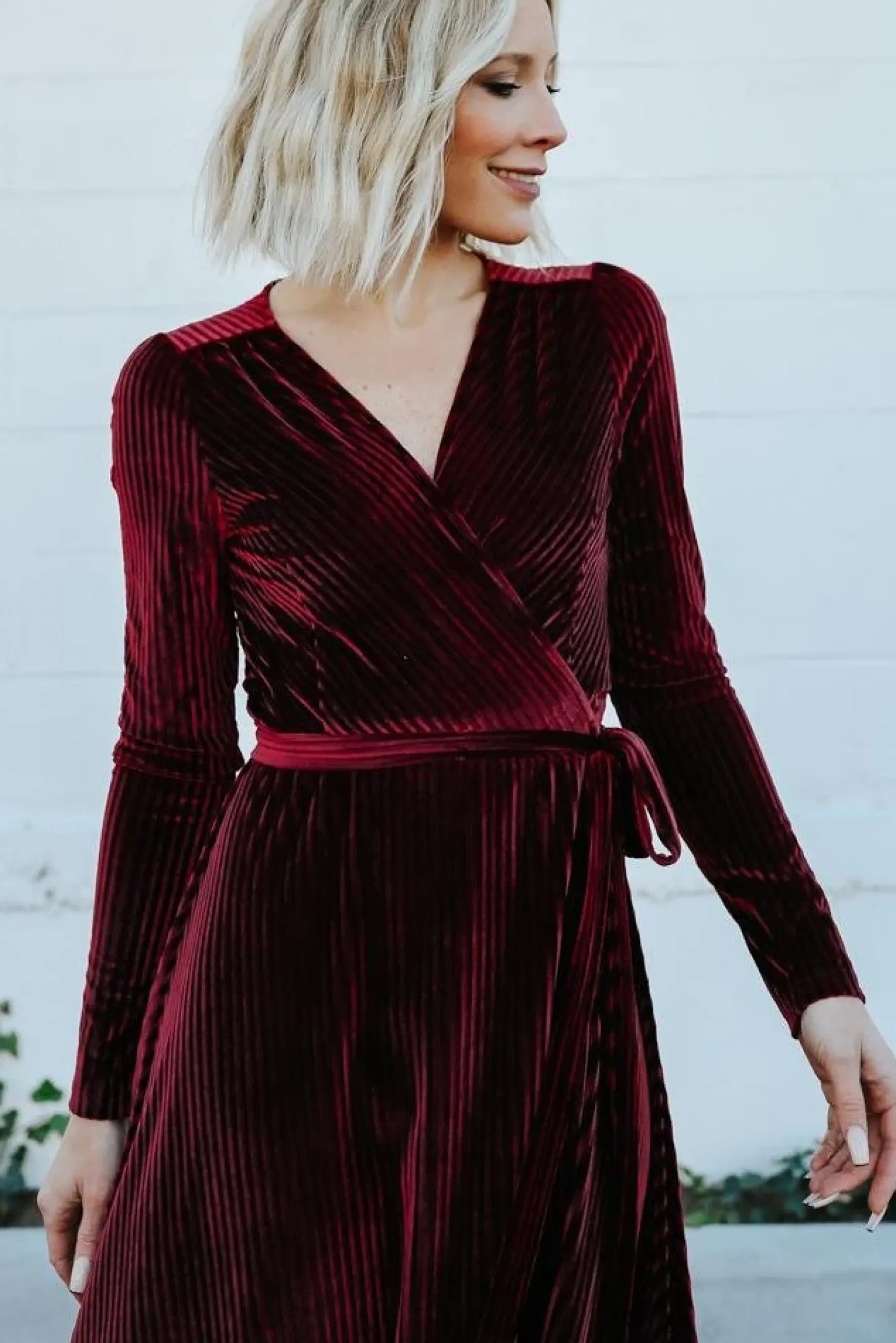 Outlet Baltic Born Jada Ribbed Velvet Wrap Dress | Mulberry