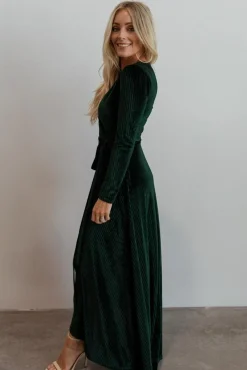 Fashion Baltic Born Jada Ribbed Velvet Wrap Dress | Emerald