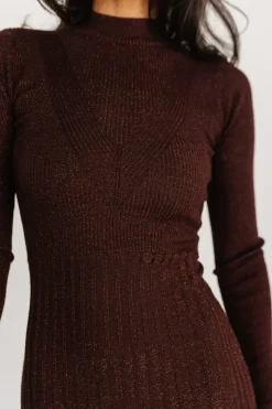 Fashion Baltic Born Jamelia Pleated Sweater Dress | Brown + Gold