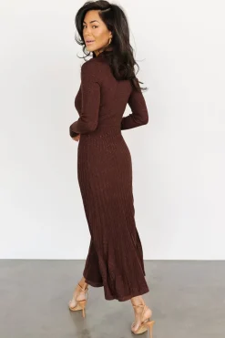 Fashion Baltic Born Jamelia Pleated Sweater Dress | Brown + Gold
