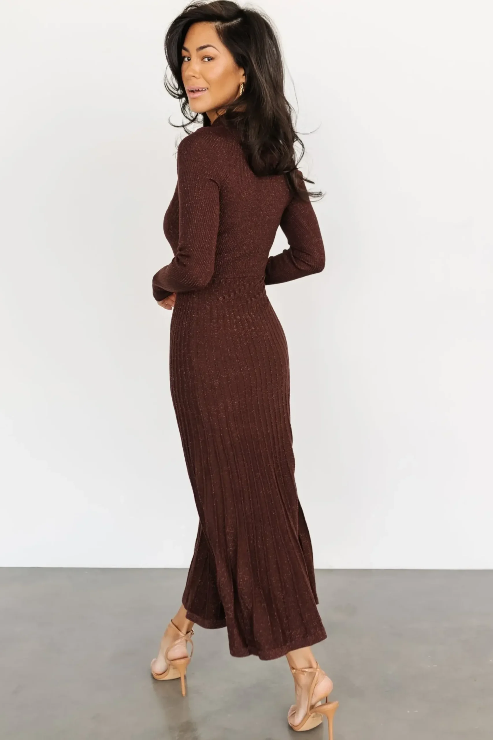 Fashion Baltic Born Jamelia Pleated Sweater Dress | Brown + Gold