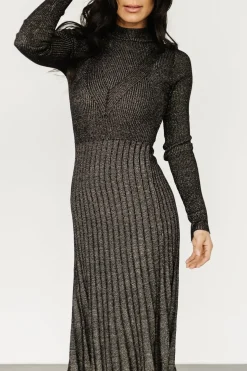 Online Baltic Born Jamelia Pleated Sweater Dress | Black + Gold