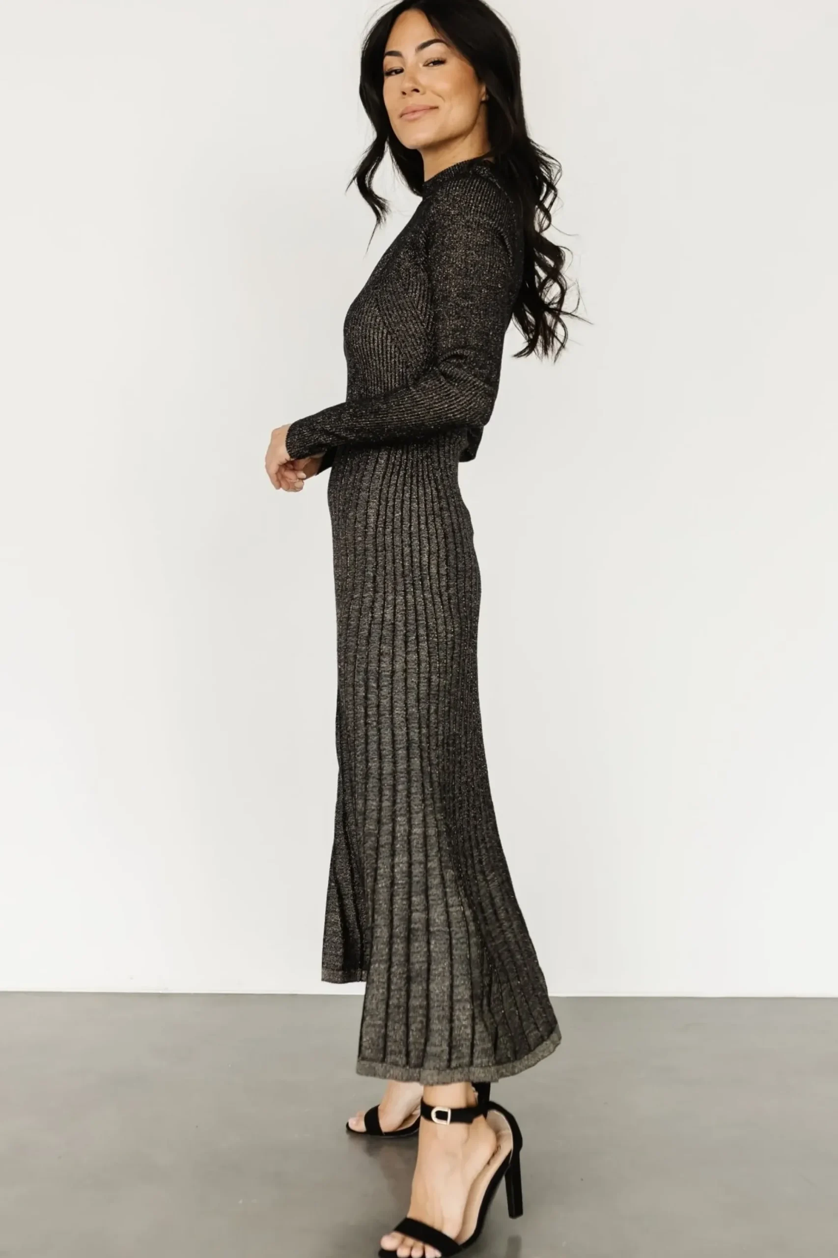 Online Baltic Born Jamelia Pleated Sweater Dress | Black + Gold