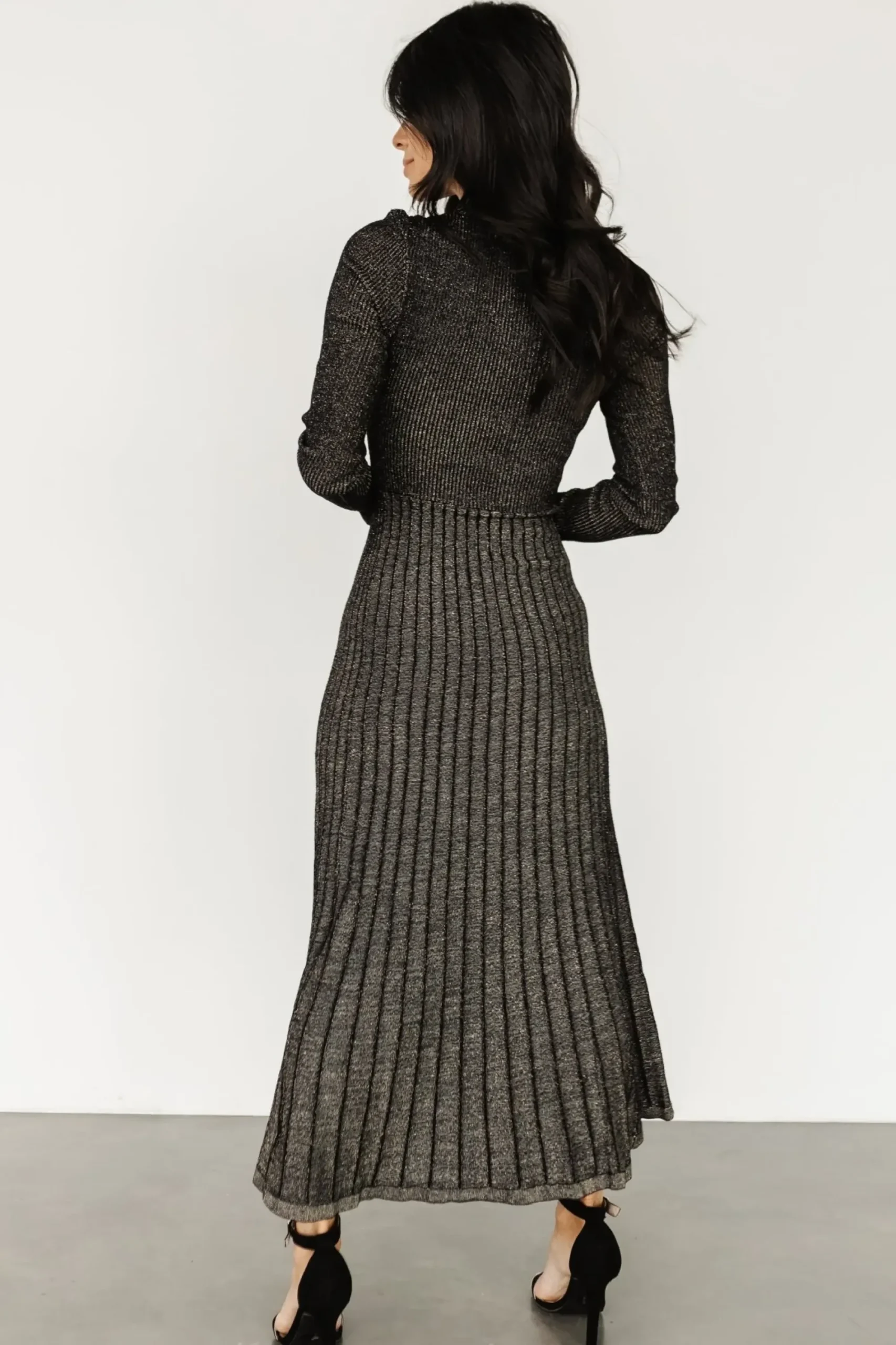 Online Baltic Born Jamelia Pleated Sweater Dress | Black + Gold