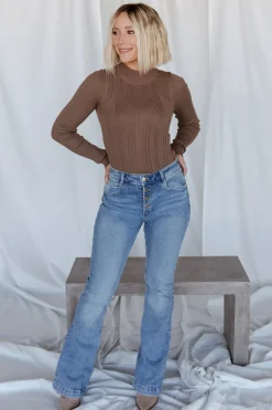 Discount Baltic Born Jamison Ribbed Sweater Top | Brown