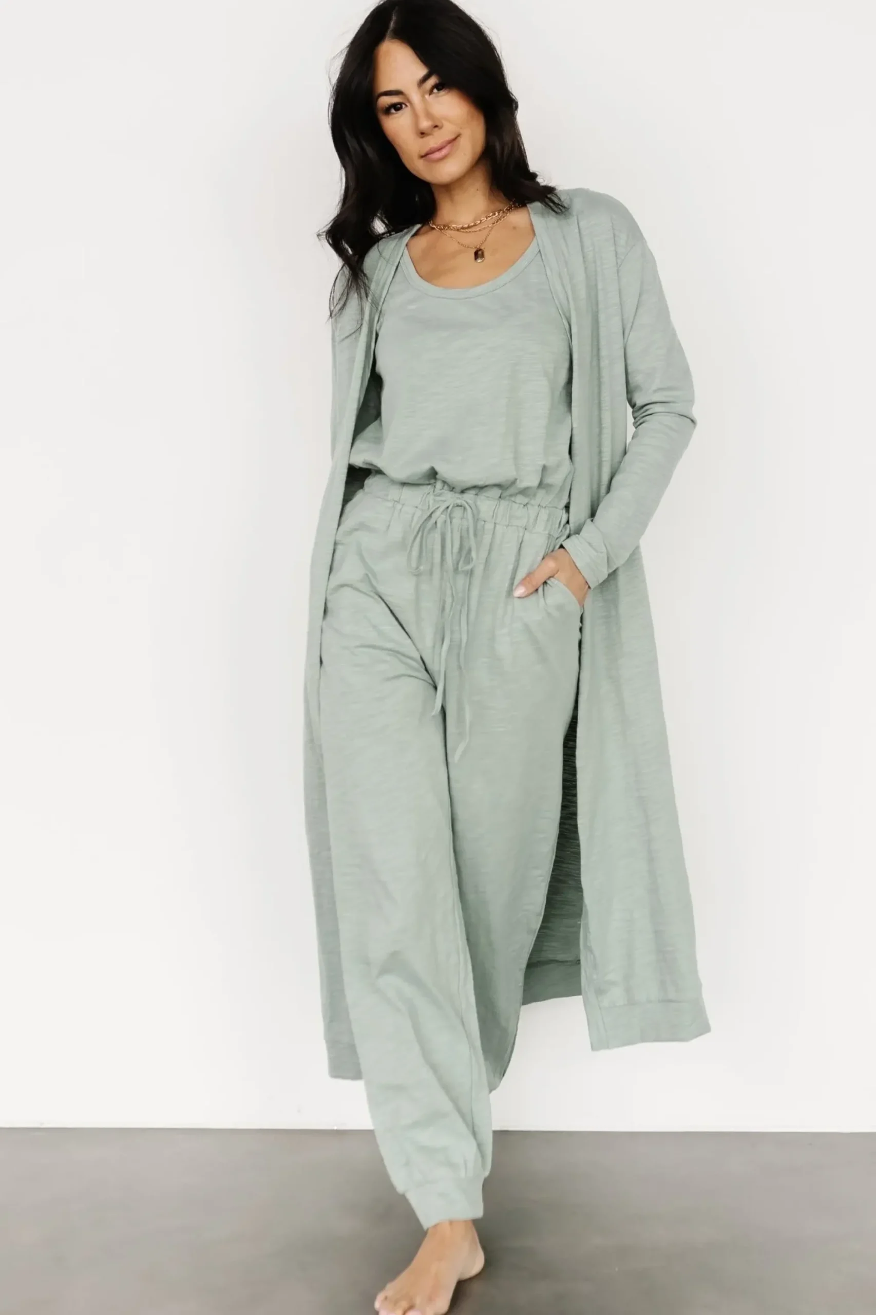 Fashion Baltic Born Janae Jumpsuit + Cardigan Set | Sage