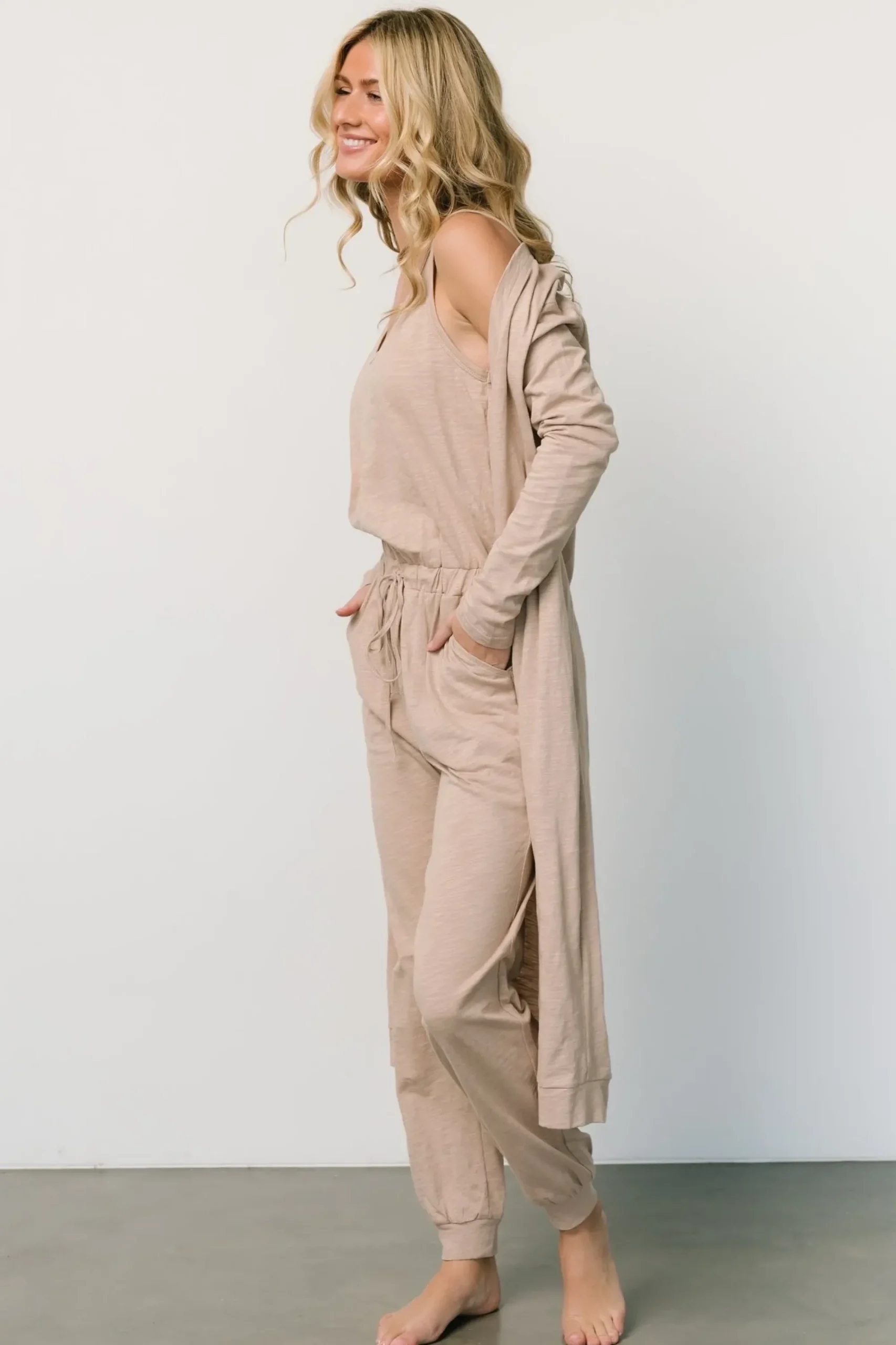 New Baltic Born Janae Jumpsuit + Cardigan Set | Oatmeal