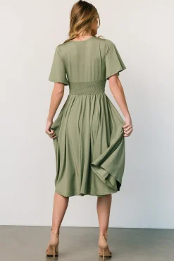 Outlet Baltic Born Janette Midi Dress | Dusty Olive