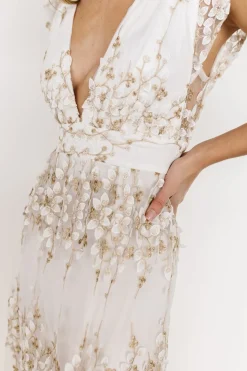 Fashion Baltic Born Jasmine Embossed Maxi Dress | White + Gold