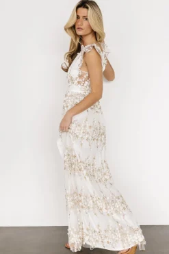 Fashion Baltic Born Jasmine Embossed Maxi Dress | White + Gold