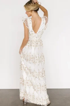 Fashion Baltic Born Jasmine Embossed Maxi Dress | White + Gold