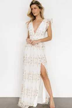 Fashion Baltic Born Jasmine Embossed Maxi Dress | White + Gold