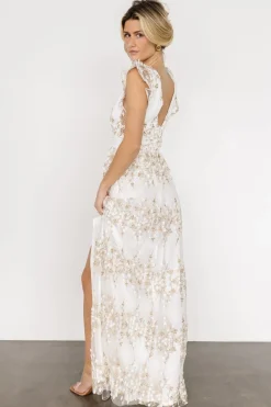 Fashion Baltic Born Jasmine Embossed Maxi Dress | White + Gold