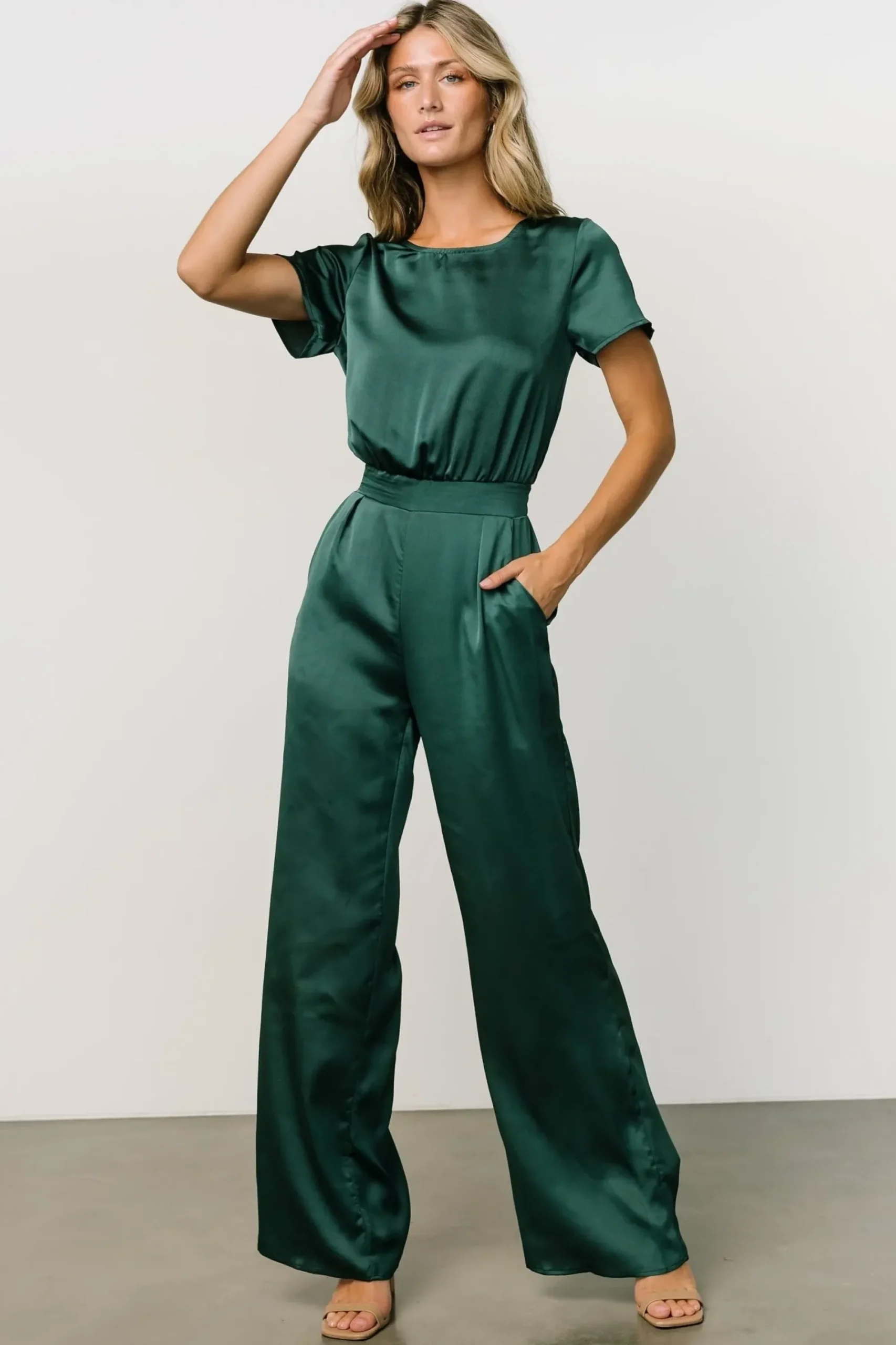 Discount Baltic Born Jaxton Satin Jumpsuit | Hunter Green