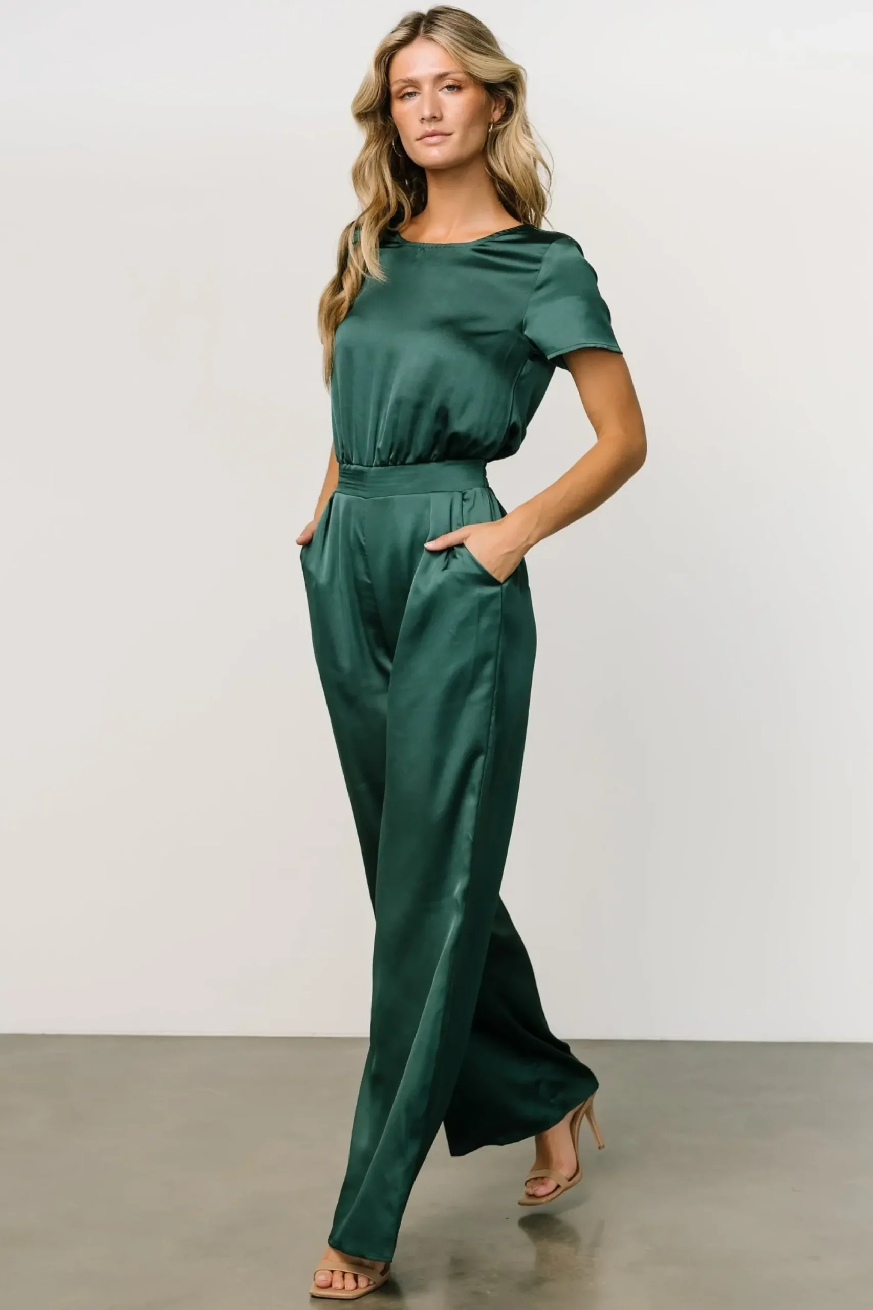 Discount Baltic Born Jaxton Satin Jumpsuit | Hunter Green