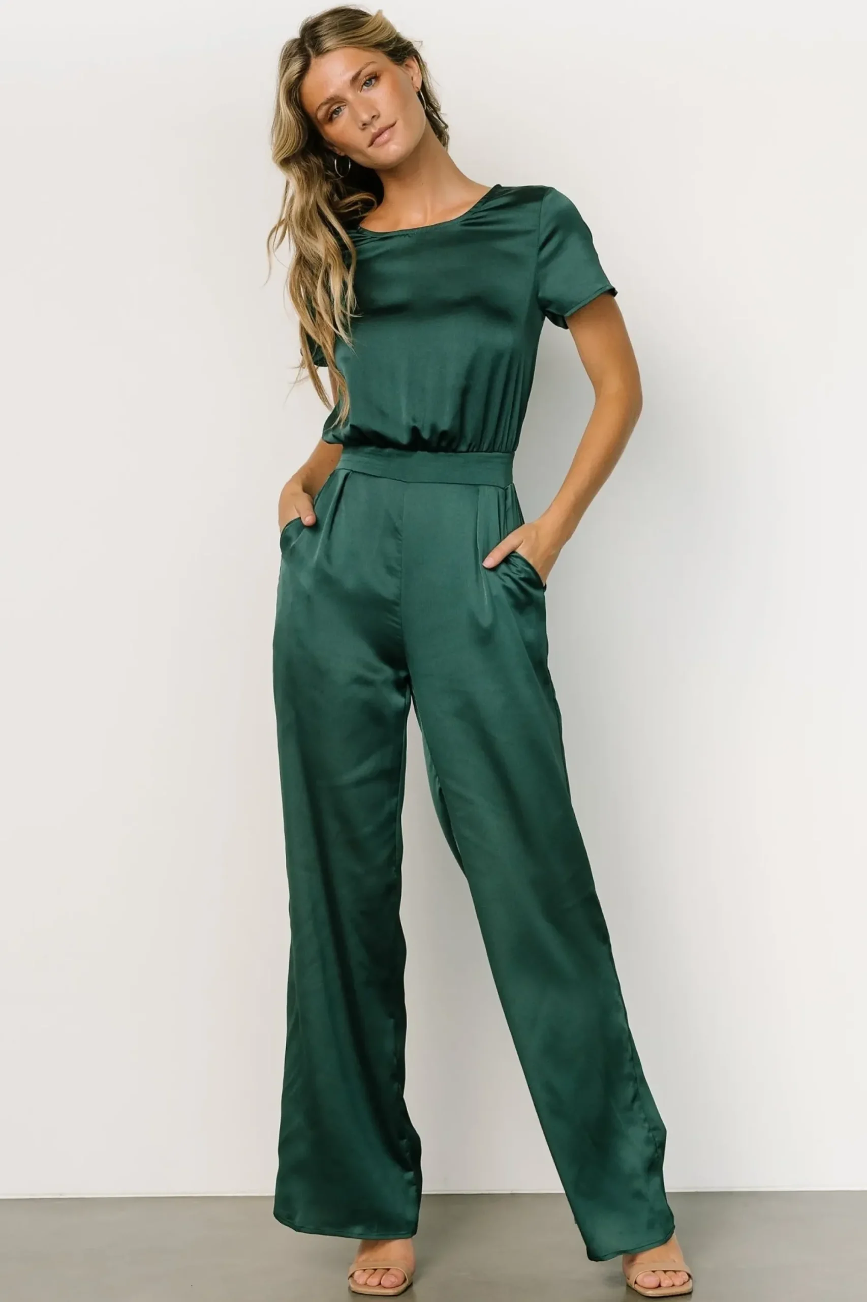 Discount Baltic Born Jaxton Satin Jumpsuit | Hunter Green