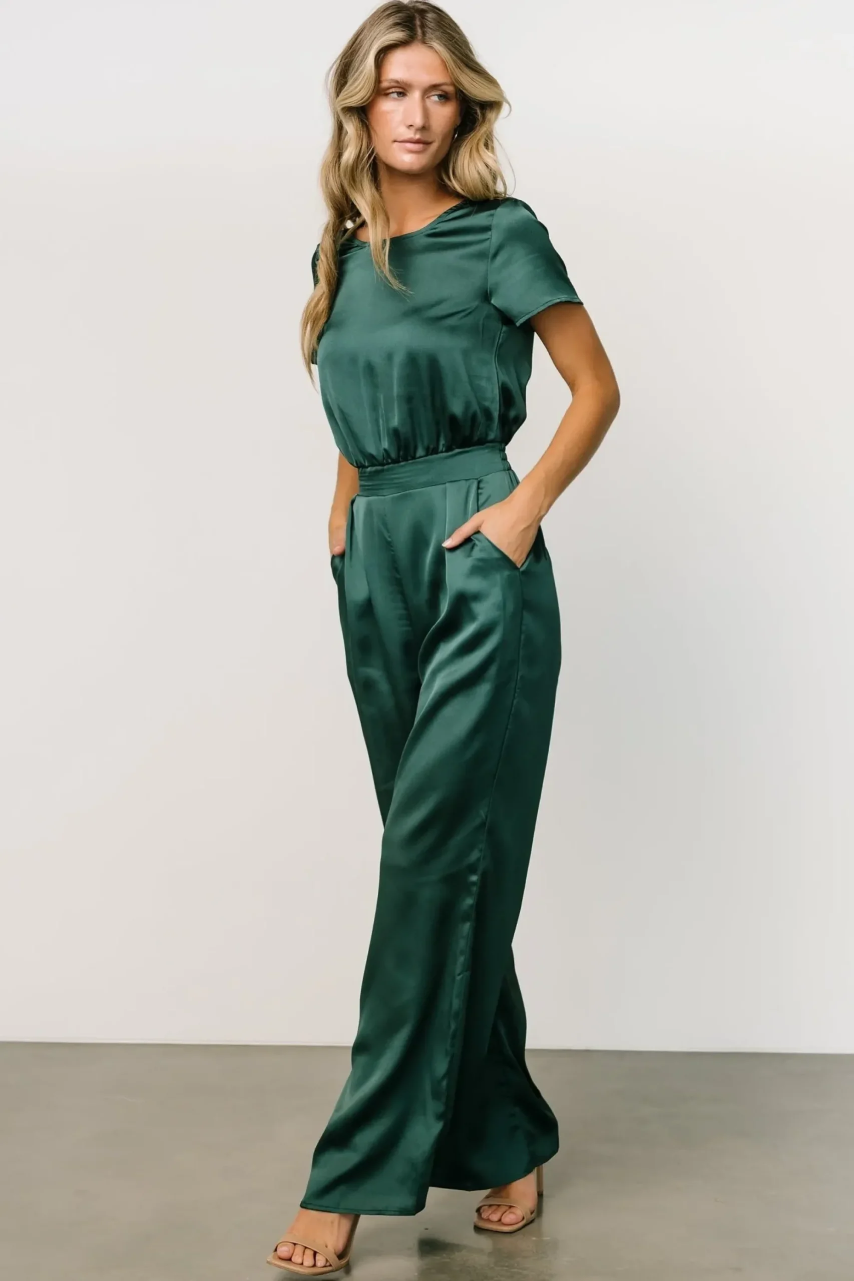 Discount Baltic Born Jaxton Satin Jumpsuit | Hunter Green