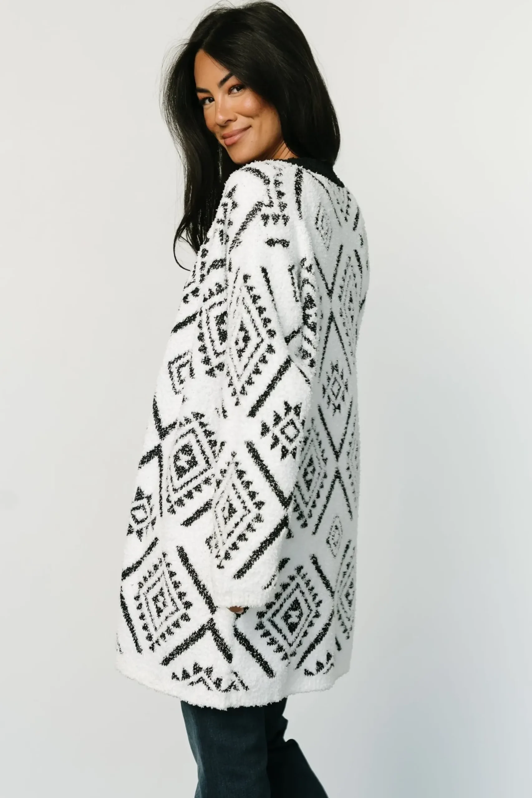 Online Baltic Born Jay Oversized Cardigan | White + Black