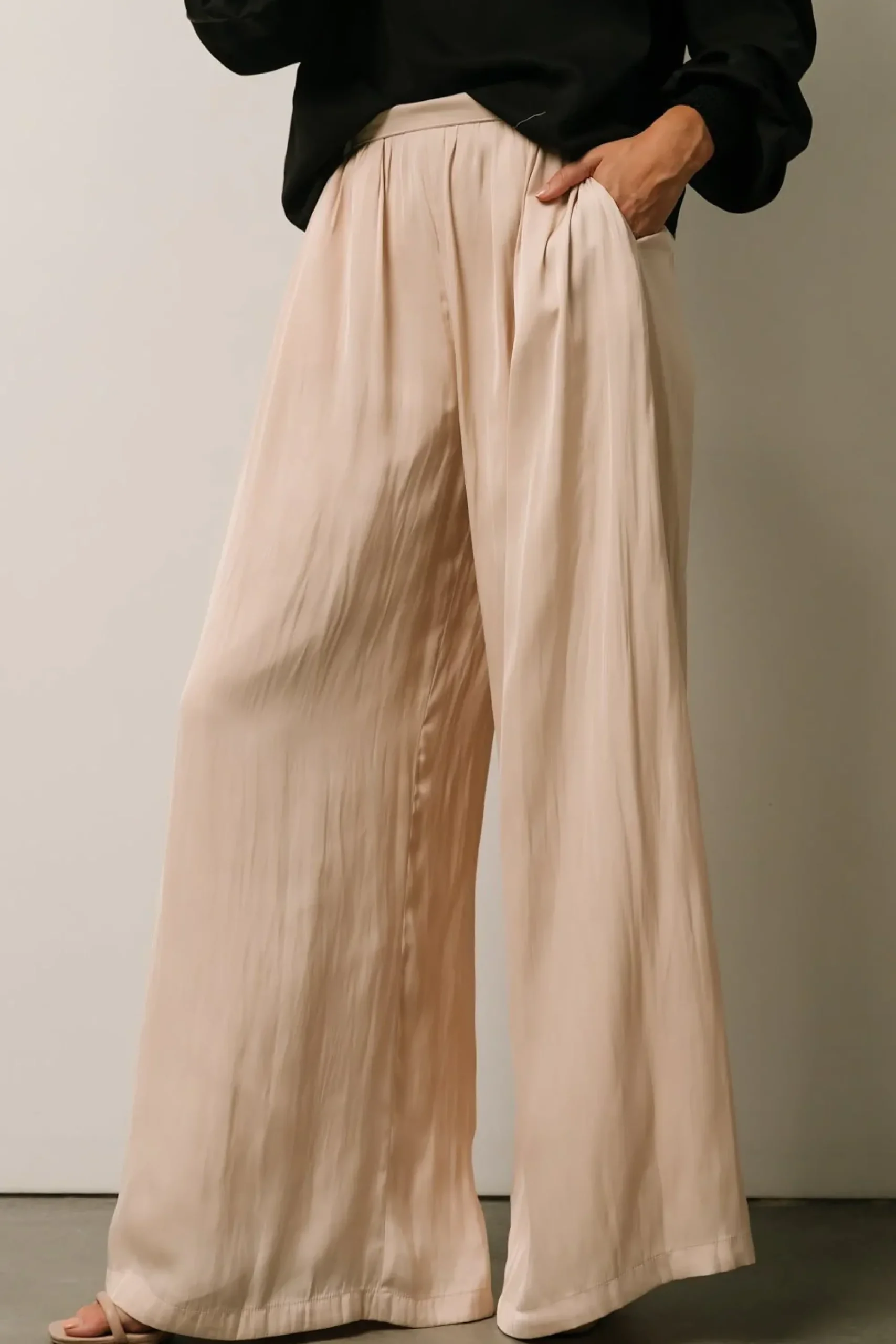 New Baltic Born Jayla Palazzo Satin Pant | Champagne