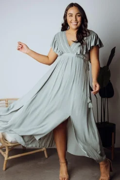 Fashion Baltic Born Jennifer Deep V Maxi Dress | Sage