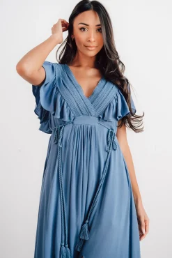 Fashion Baltic Born Jennifer Deep V Maxi Dress | Blue