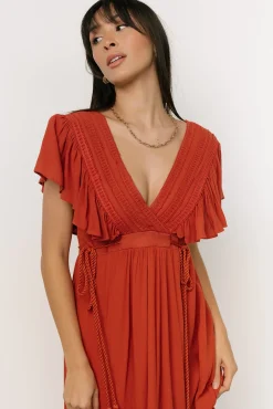 New Baltic Born Jennifer Deep V Maxi Dress | Rust