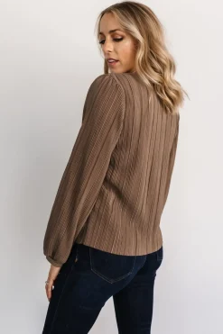 Fashion Baltic Born Jewel Pleated Top | Brown