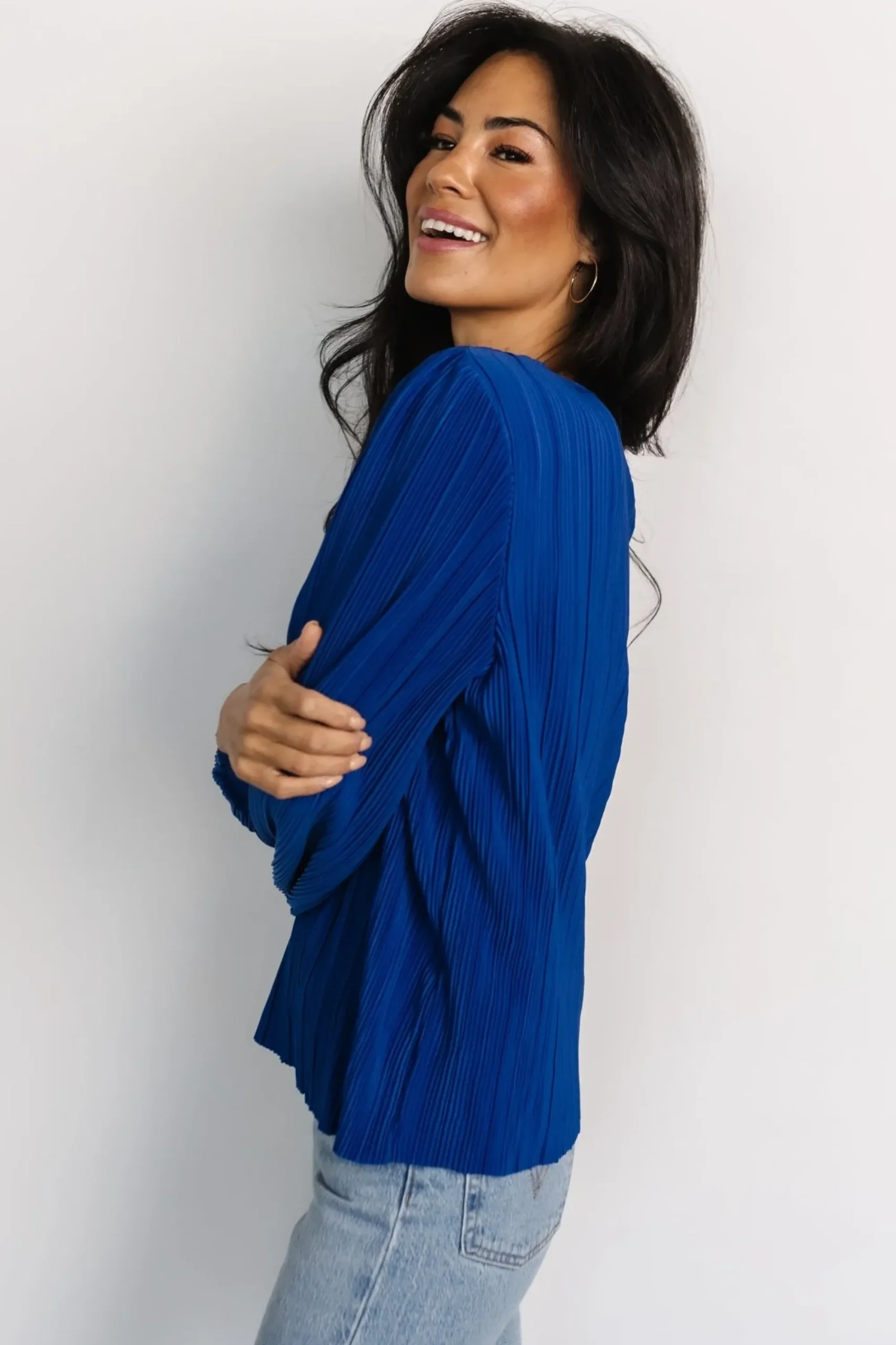 Sale Baltic Born Jewel Pleated Top | Cobalt