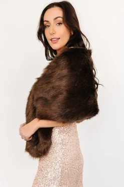 Sale Baltic Born Jovie Faux Fur Shawl | Chocolate