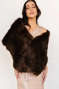 Sale Baltic Born Jovie Faux Fur Shawl | Chocolate