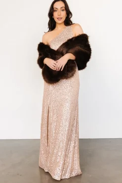 Sale Baltic Born Jovie Faux Fur Shawl | Chocolate