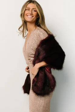 Hot Baltic Born Jovie Faux Fur Shawl | Deep Mulberry