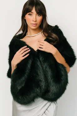 Hot Baltic Born Jovie Faux Fur Shawl | Deep Emerald