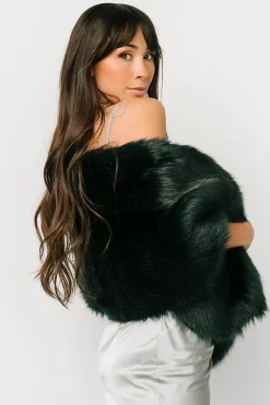 Hot Baltic Born Jovie Faux Fur Shawl | Deep Emerald