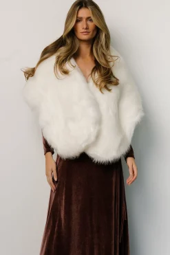 New Baltic Born Jovie Faux Fur Shawl | Pearl