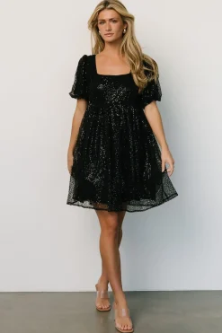 Clearance Baltic Born Joy Sequin Pearl Short Dress | Black