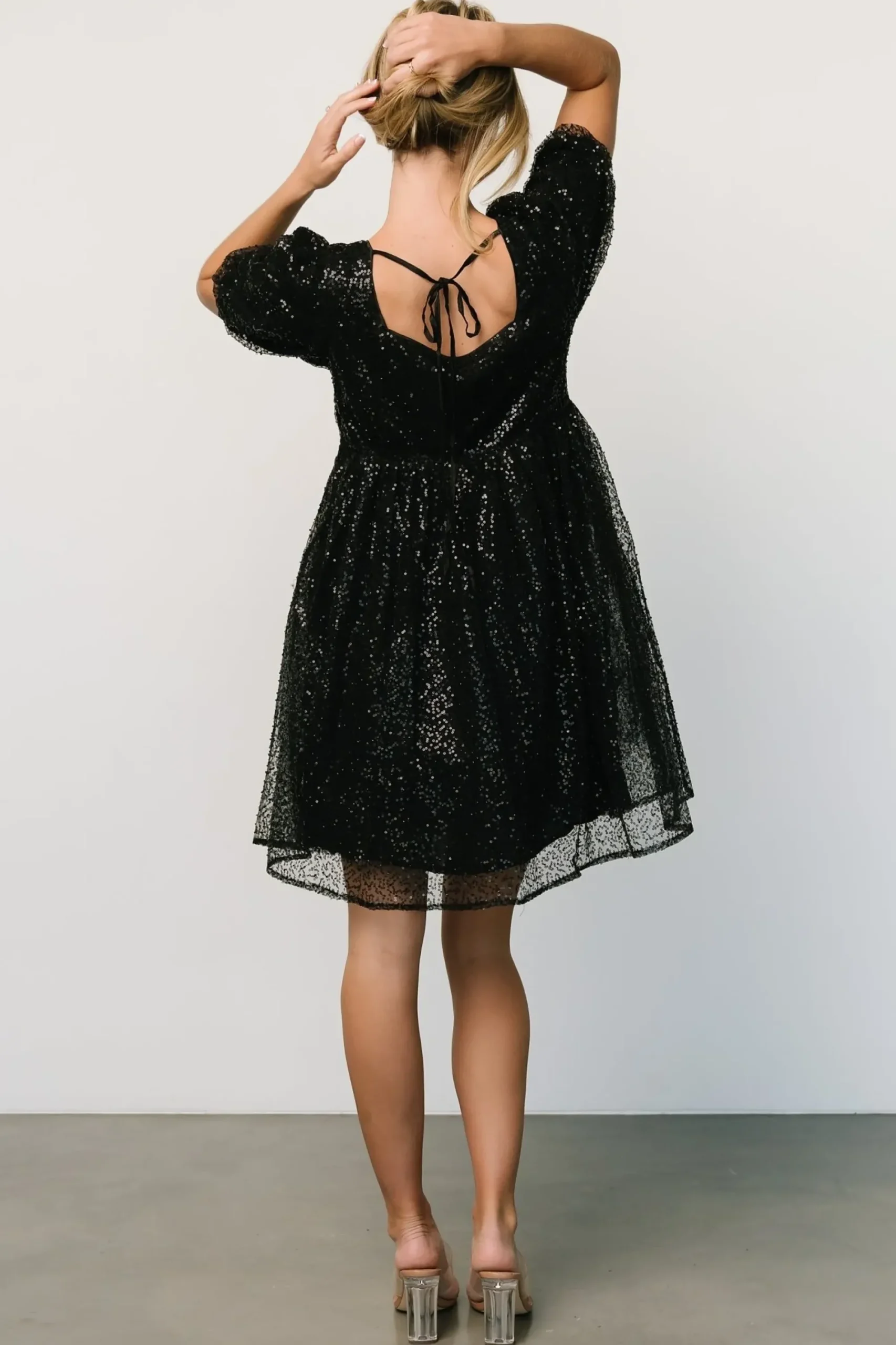 Clearance Baltic Born Joy Sequin Pearl Short Dress | Black