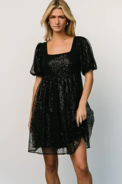 Clearance Baltic Born Joy Sequin Pearl Short Dress | Black