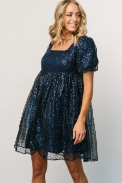 Hot Baltic Born Joy Sequin Pearl Short Dress | Midnight Blue