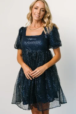 Hot Baltic Born Joy Sequin Pearl Short Dress | Midnight Blue