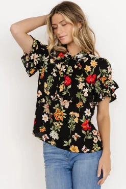 Best Baltic Born Judy Ruffle Sleeve Top | Black Multi