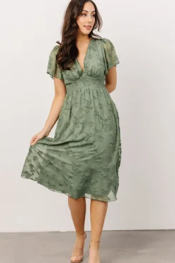 Sale Baltic Born June Smocked Midi Dress | Green