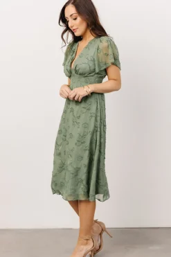 Sale Baltic Born June Smocked Midi Dress | Green
