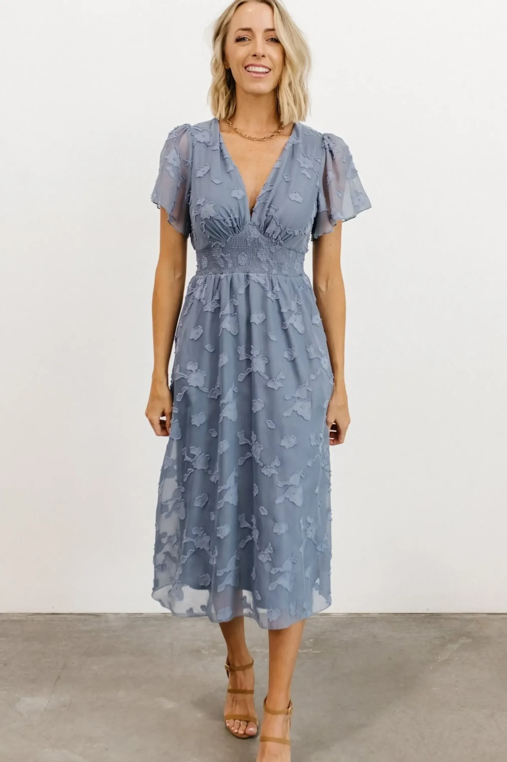 New Baltic Born June Smocked Midi Dress | Blue
