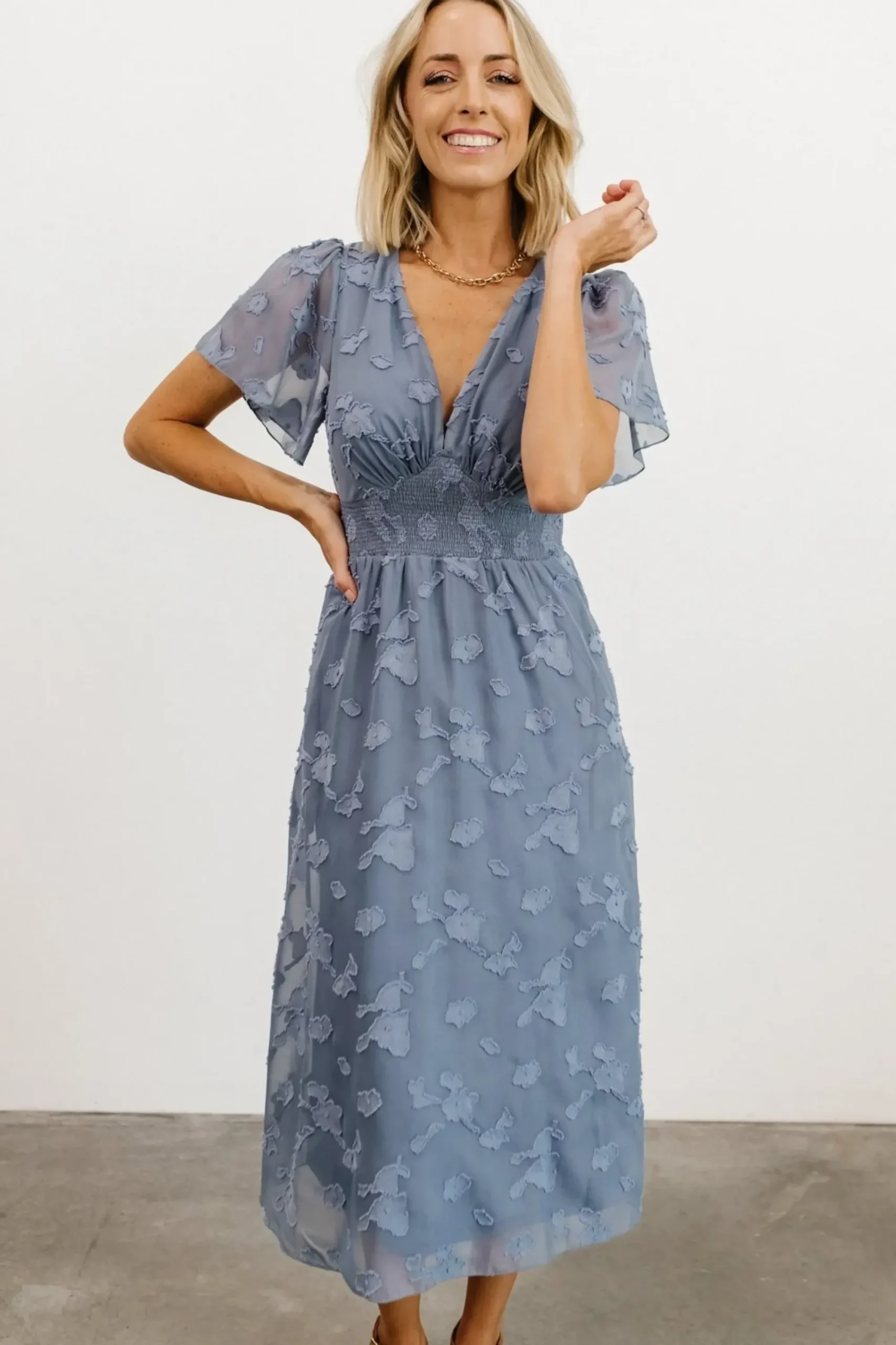 New Baltic Born June Smocked Midi Dress | Blue