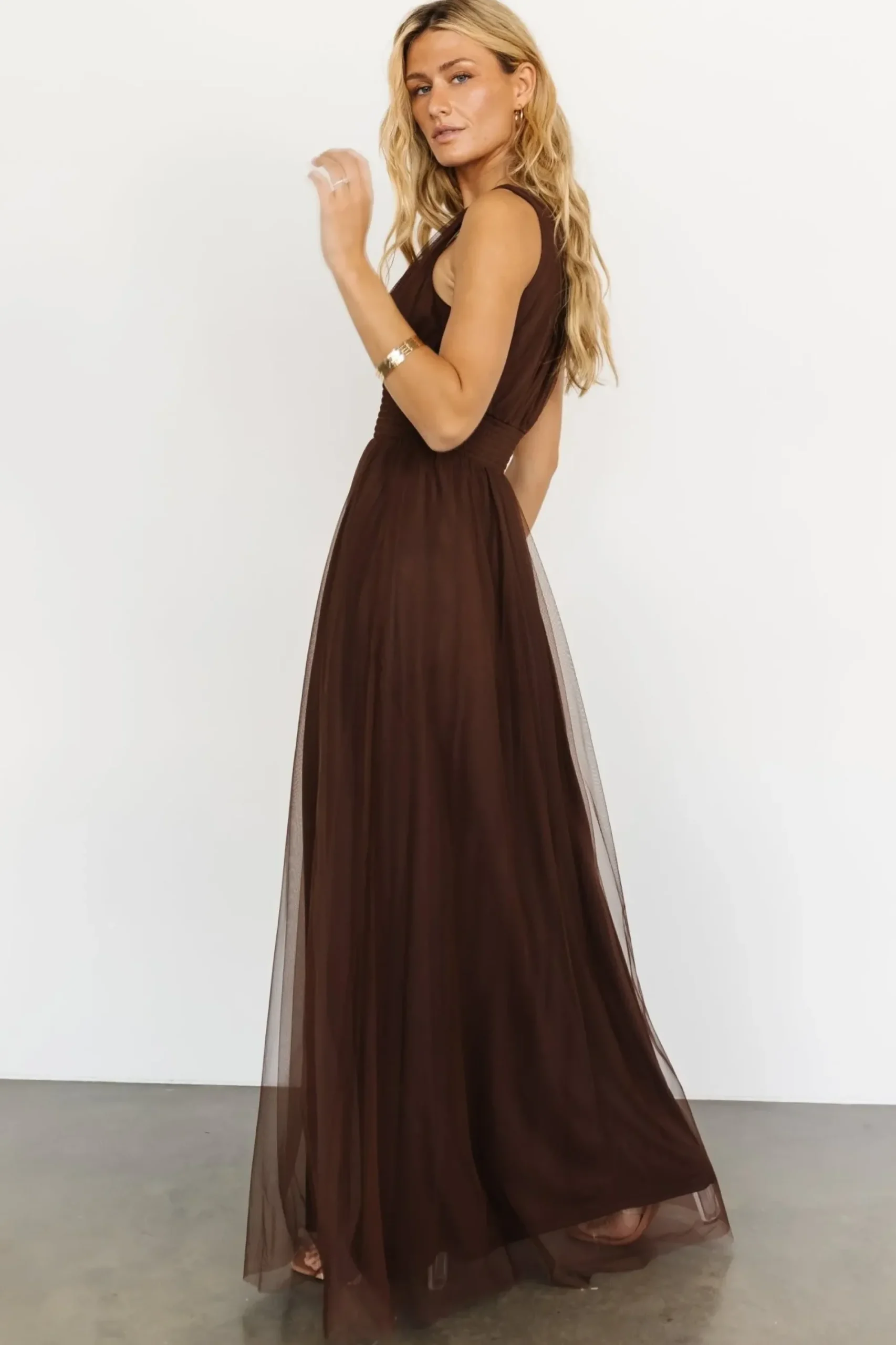 Hot Baltic Born Kamila Tulle Maxi Dress | Espresso