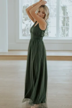 New Baltic Born Kamila Tulle Maxi Dress | Juniper Green