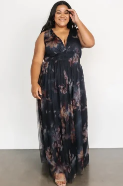 New Baltic Born Kamila Tulle Maxi Dress | Dark Blue Floral