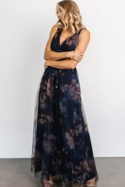 New Baltic Born Kamila Tulle Maxi Dress | Dark Blue Floral