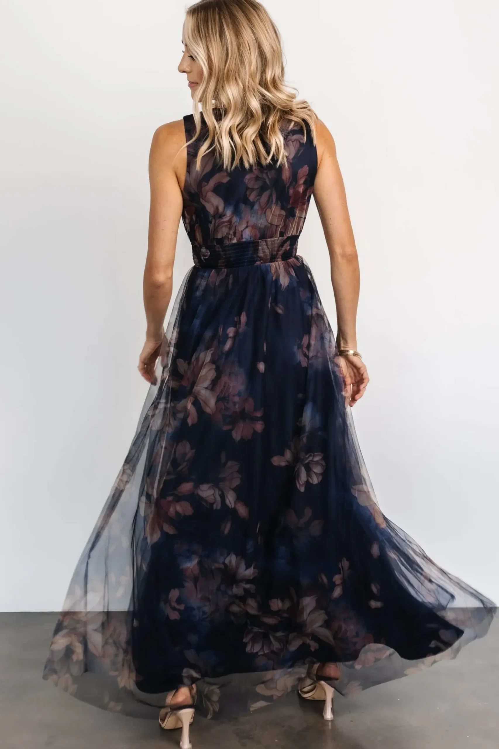 New Baltic Born Kamila Tulle Maxi Dress | Dark Blue Floral